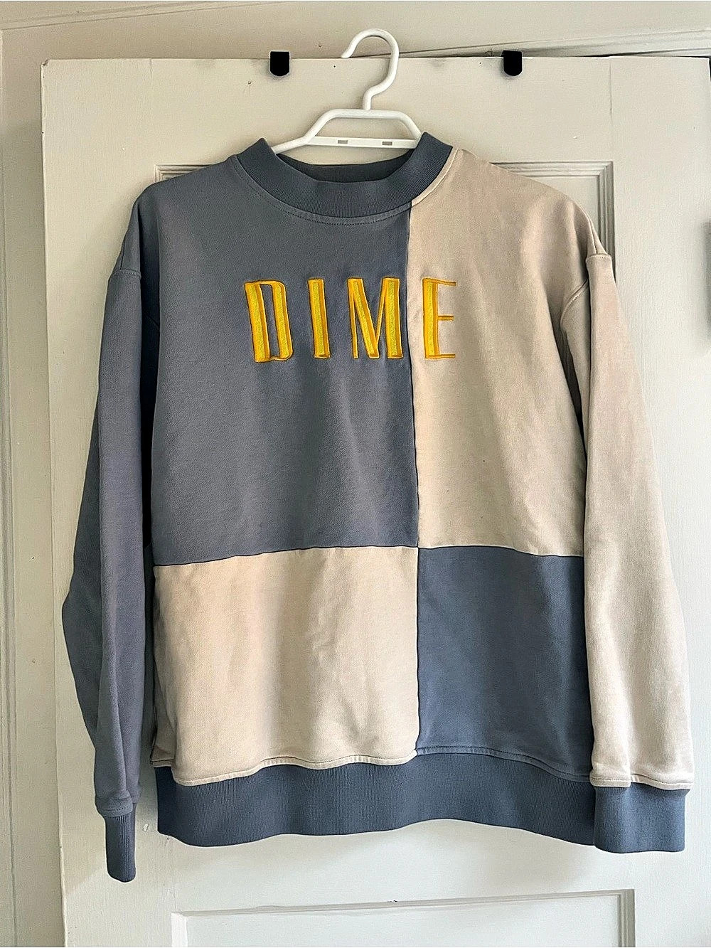Dime Mrl Color Block Sweatshirt Blue & Beige Size Small